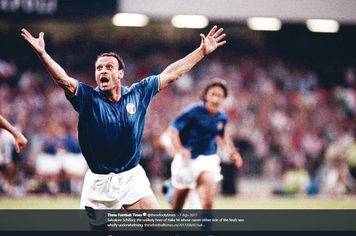 Mantan striker tim nasional Italia, Salvatore Schillaci, yang menjadi top scorer Piala Dunia 1990.