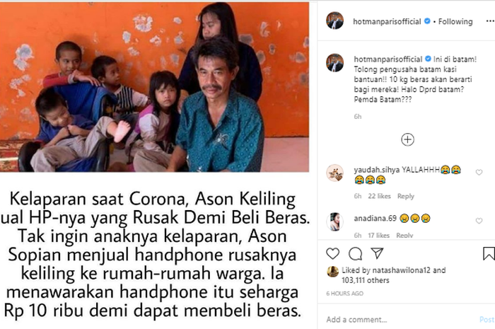 Seorang ayah (Ason Sopian) rela jual hp untuk beli beras dan makanan.