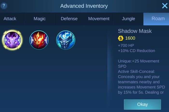 Mobile Legends roaming items