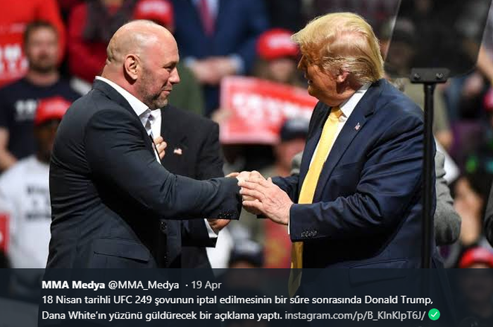 Presiden UFC, Dana White (kiri) bertemu Presiden Amerika Serikat, Donald Trump (kanan). White bertemu Trump ketika kampanye Pemilihan Presiden AS. 