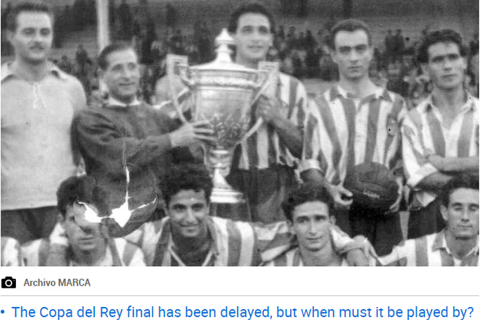 Skuad Atletico Aviacion (sekarang Atletico Madrid) saat menjuarai Copa de los Cuatro pada 1947.