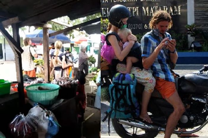 Dua bule viral sedang ngamen di pasar tradisional di NTB