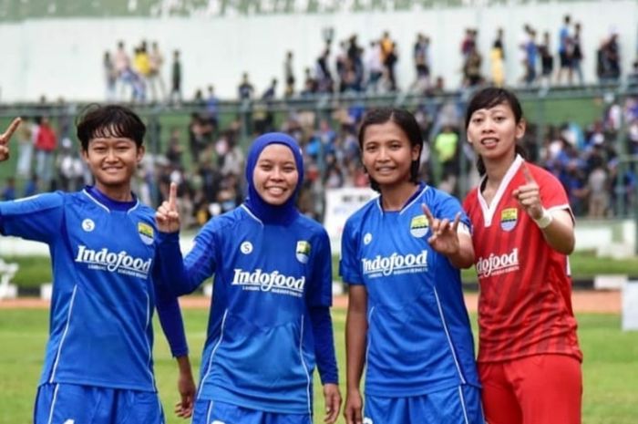 Para pemain Persib Bandung Putri dalam gelaran Liga 1 2019.