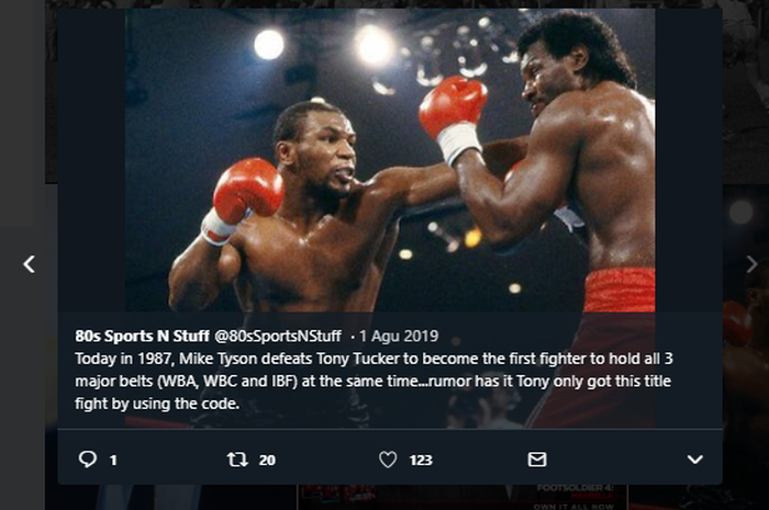 Ketika Mike Tyson beraksi kala menghadapi Tony Tucker dalam pertarungan unifikasi pada 1 Agustus 1987.