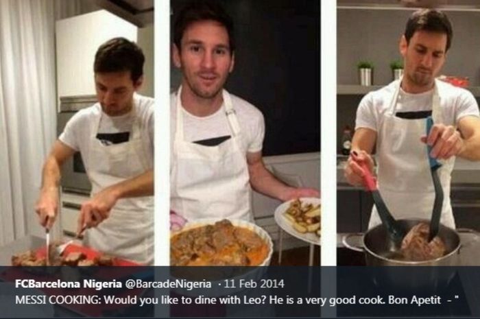 Lionel Messi sedang memasak. Makanan favoritnya adalah milanese napoleonita.