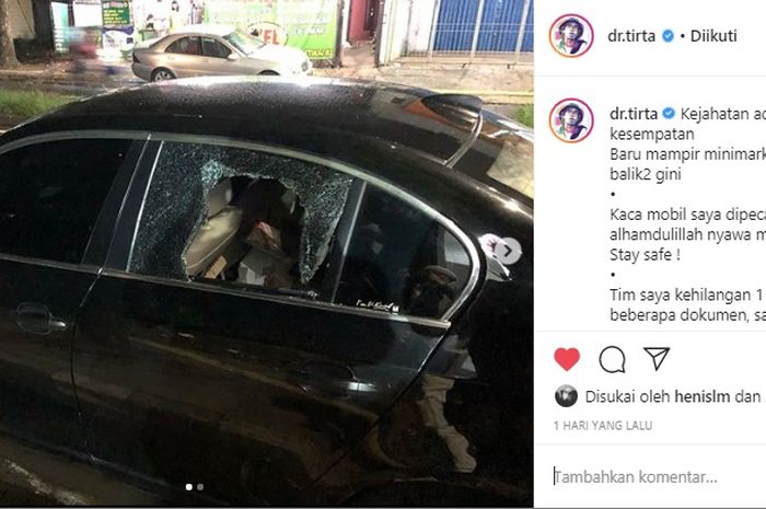 Dr Tirta Kemalingan Dan Kaca Mobil Dipecah Hasil Uji Apd Lokal Turut Disikat Hai