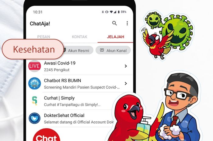 Update Terbaru Aplikasi  ChatAja Stiker  COVID 19 Tab 