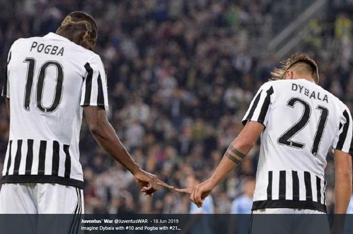 Momen kebersamaan Paul Pogba bersama Paulo Dybala kala sama-sama membela Juventus pada musim 2015-2016.