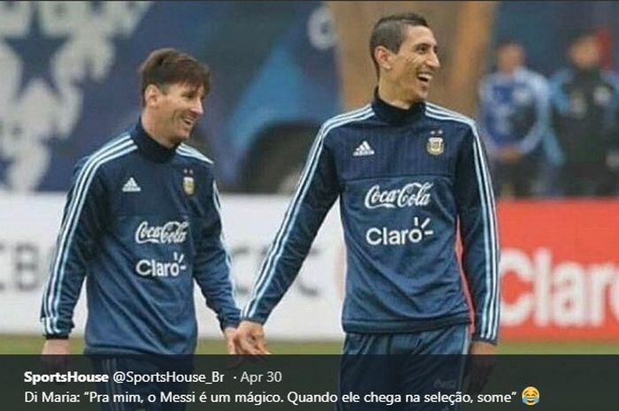 Angel Di Maria dan Lionel Messi di timnas Argentina.