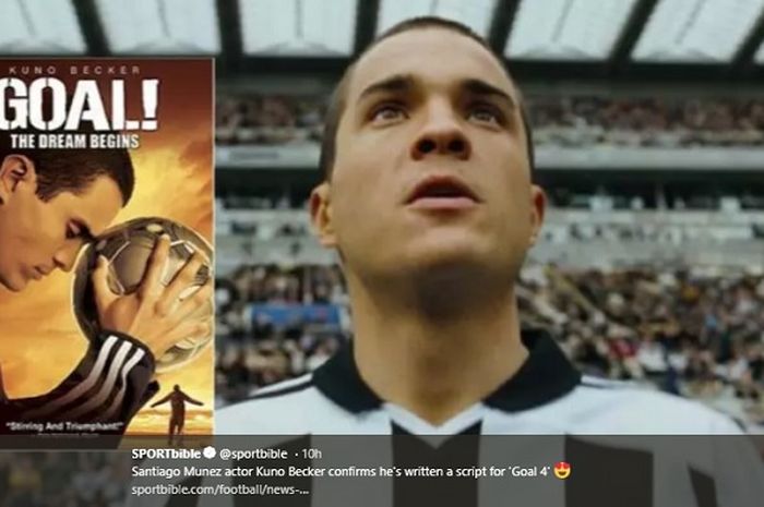 Poster film Goal memperlihatkan Santiago Munez yang diperankan aktor Kuno Becker.