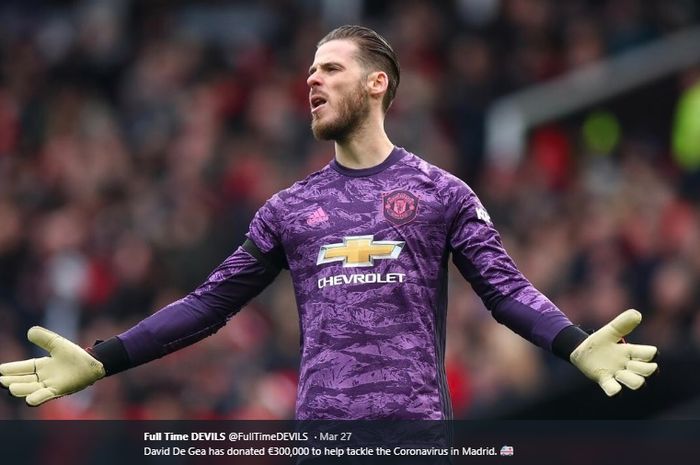 Kiper Manchester United, David de Gea berhasil melewati rekor Roy Keane ketika timnya menghajar Aston Villa di Liga Inggris.