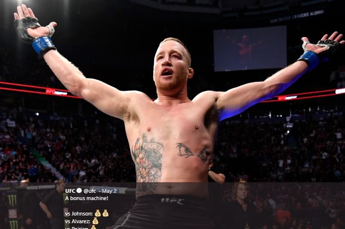 Justin Gaethje pecahkan rekor presentase akurasi pukulan dalam laga tarung dengan Tony Ferguson di UFC 249 (10/5/2020).