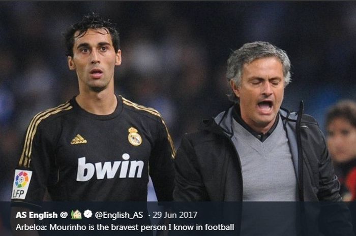 Alvaro Arbeloa dan Jose Mourinho semasa di Real Madrid.