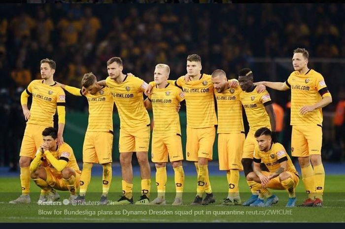 Skuad anggota Bundesliga 2, Dynamo Dresden, harus masuk karantina karena dua pemain mereka positif virus corona.