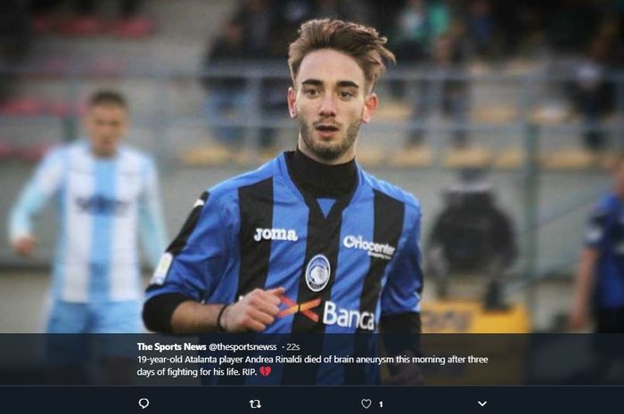 Talenta muda asal Italia, Andrea Rinaldi, saat mengenakan seragam Atalanta.