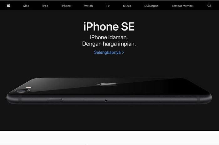 Tampilang iPhone SE 2020 di situs Apple Indonesia