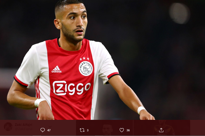 Mantan pemain sayap Ajax Amsterdam yang memutuskan bergabung dengan Chelsea, Hakim Ziyech.