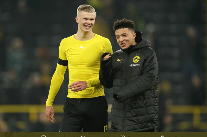 Dua wonderkid Borussia Dortmund, Erling Haaland (kiri) dan Jadon Sancho (kanan).