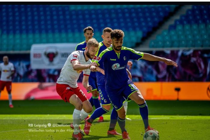 RB Leipzig menjamu Freiburg dalam lanjutan Bundesliga pekan ke-26 di Red Bull Arena, 16 Mei 2020.