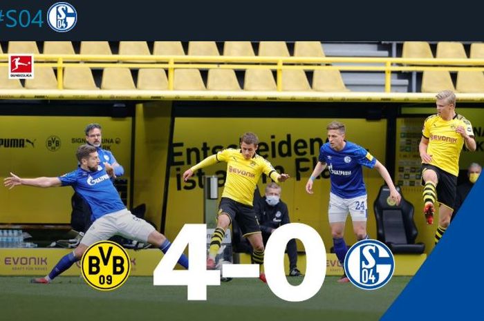 Schalke menorehkan sebuah catatan pada laga kontra Borussia Dortmund di pekan ke-26 Bundesliga 2019-2020, Sabtu (16/5/2020).