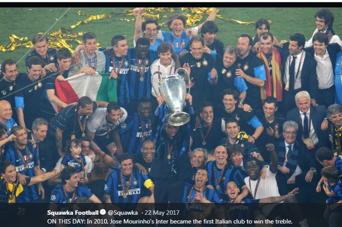 Inter Milan juara Liga Champions 2009-2010 usai mengandaskan Bayern Muenchen pada final di Santiago Bernabeu, Madrid, 22 Mei 2010.