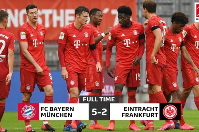 Bayern Muenchen mengalahkan Eintracht Frankfurt 5-2 pada pekan ke-27 Bundesliga, Sabtu (23/5/2020) di Allianz Arena.