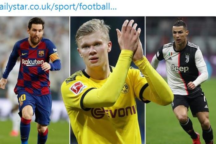 Ada bukti nyata bahwa striker Borussia Dortmund, Erling Haaland, lebih hebat tiga kali lipat daripada Lionel Messi dan lima kali lipat dibandingkan Cristiano Ronaldo.