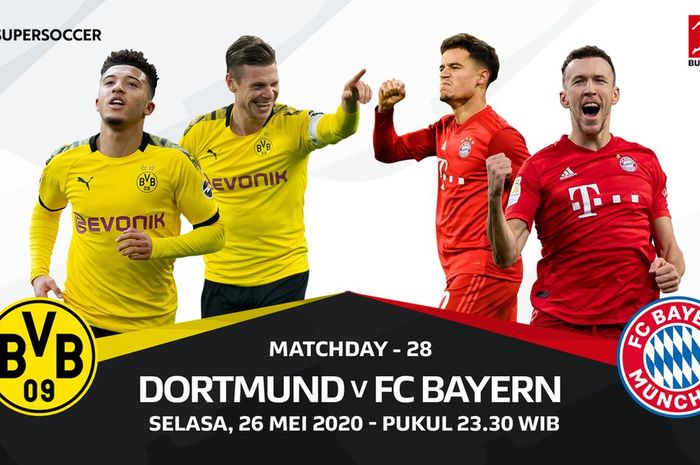 Jadwal laga antara Borussia Dortmund vs Bayern Muenchen di pekan ke-28 Liga Jerman 2019/2020.