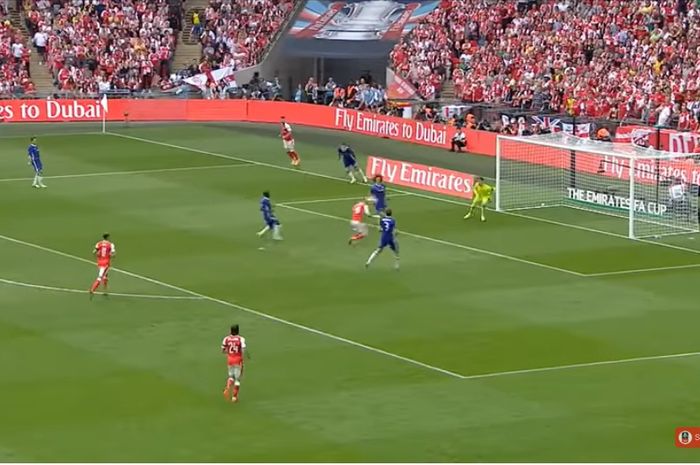 Aaron Ramsey mencetak gol penentu kemenangan 2-1 Arsenal atas Chelsea dalam duel klasik final Piala FA, 27 Mei 2017.