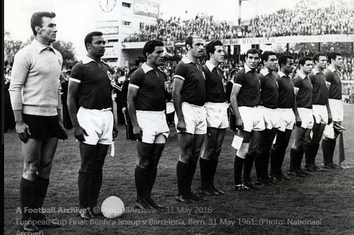 Skuad Benfica di final Piala Champions 1960-1961 kontra Barcelona, 31 Mei 1961.