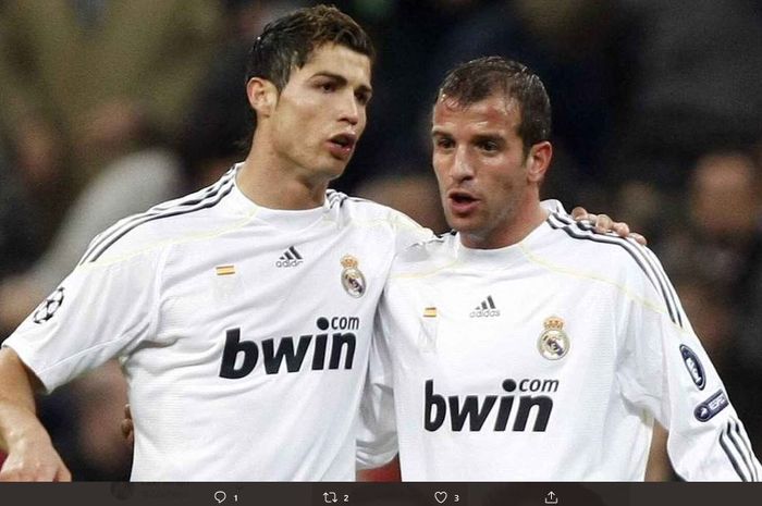 Rafael van der Vaart dan Cristiano Ronaldo saat masih sama-sama membela Real Madrid.