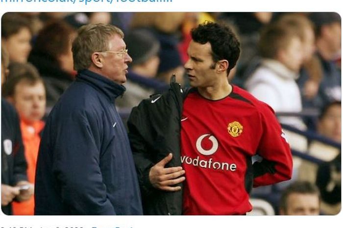 Ryan Giggs (Kanan) dan Sir Alex Ferguson saat masih aktif membela Manchester United.