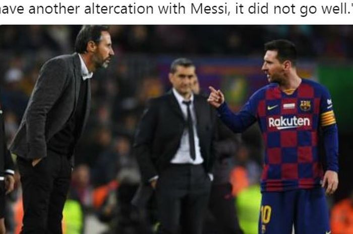 Megabintang Barcelona, Lionel Messi, marah kepada pelatih RCD Mallorca, Vicente Moreno, dan mengatakan timnya akan mencetak tujuh gol.
