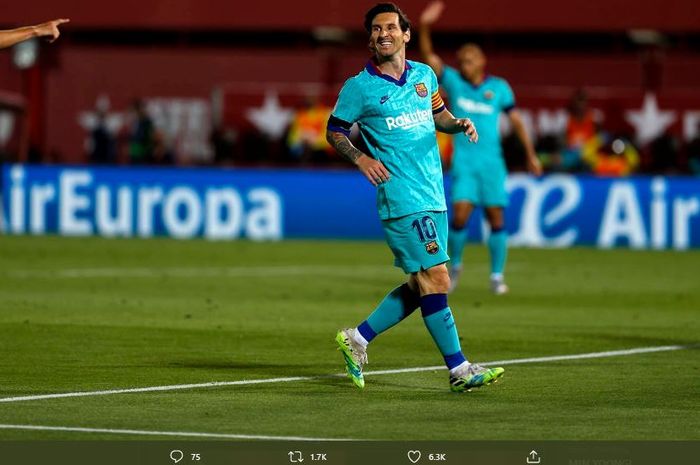 Lionel Messi tampil luar biasa dalam laga Mallorca vs Barcelona, Minggu (14/6/2020) dini hari WIB.