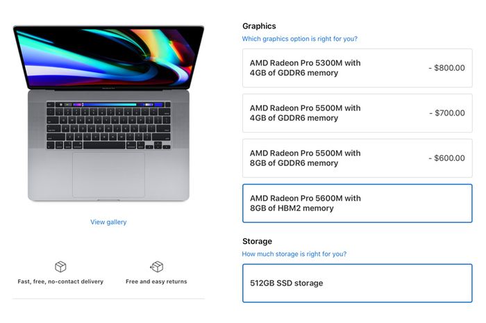 Apple Tambah Custom Order GPU AMD Radeon Pro 5600M di MacBook Pro 16