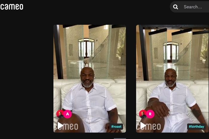 Mike Tyson memberikan pesan video kepada penggemar lewat website Cameo.com