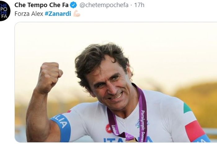 Dukungan diberikan mantan pembalap F1 sekaligus atlet paralimpik, Alex Zanardi, yang mengalami kecelakaan pada Jumat (19/6/2020).