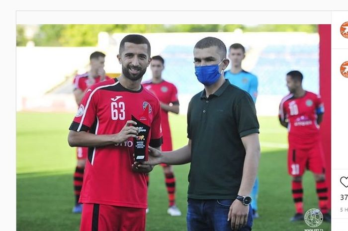Mantan pemain Persebaya, Manuchekhr Dzhalilov, mampu raih penghargaan pemain terbaik bulan April di Liga Tajikistan 2020 