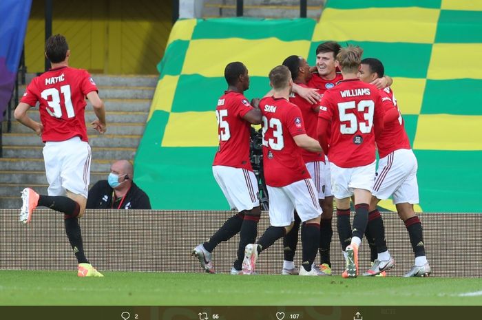 Gol telat Harry Maguire di babak tambahan pastikan Manchester United lolos ke babak semifinal Piala FA.