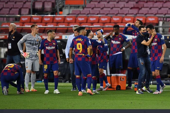 Barcelona kembali membuang poin dalam laga pekan ke-33 Liga Spanyol melawan Atletico Madrid, Selasa (30/6/2020) di Camp Nou. 