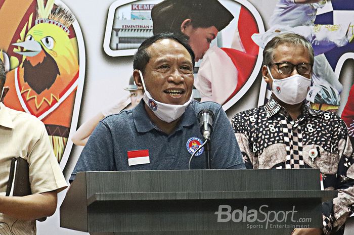 Menteri Pemuda dan Olahraga Republik Indonesia, Zainudin Amali, dalam konferensi pers terkait Piala Dunia U-20 2021