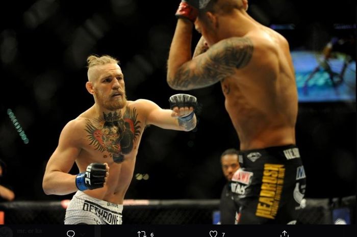 Laga UFC 178 enam tahun silam, antara Conor McGregor (kiri) vs Dustin Poirier (kanan).