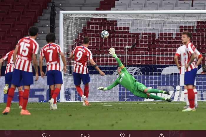 Alvaro Morata mencetak gol lewat titik penalti pada laga melawan Real Mallorca dalam lanjutan pertandingan pekan ke-34 Liga Spanyol, Jumat (3/7/2020) atau Sabtu dini hari WIB.