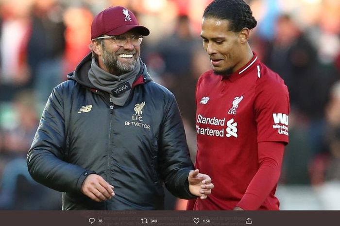 Virgil van Dijk bersama dengan manajer Liverpool, Juergen Klopp.