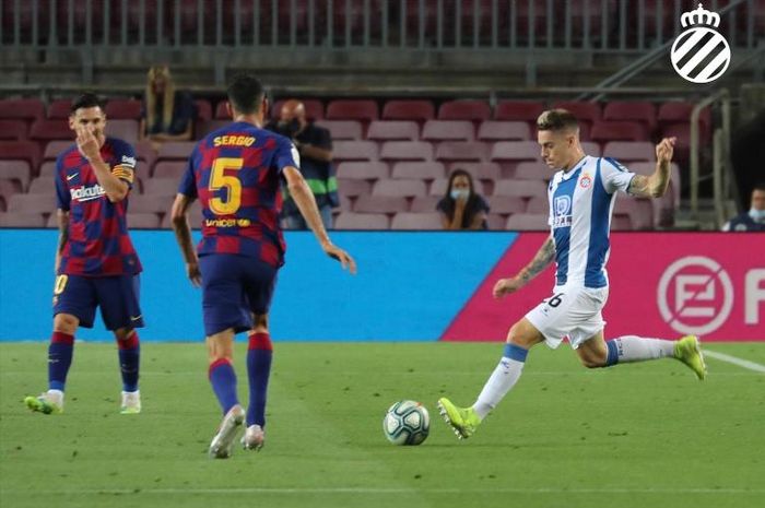 Laga Barcelona versus Espanyol di Camp Nou, Rabu (8/7/2020).