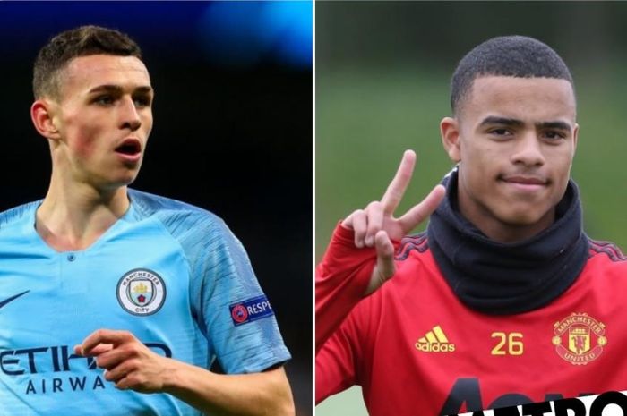 Dua talenta muda timnas Inggris, Phil Foden (kiri) dan Mason Greenwood.