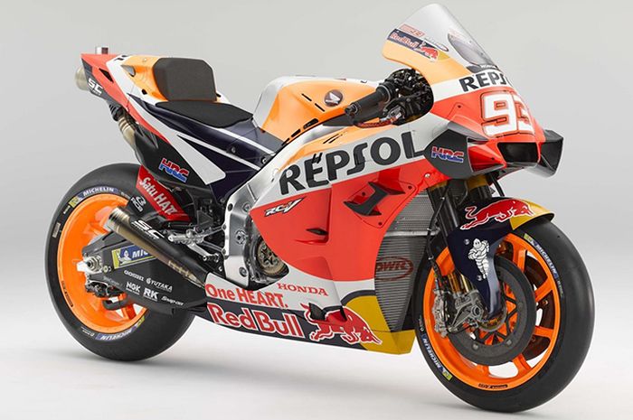 Motor Honda RC213 yang akan dipakai pembalap Repsol Honda, Marc Marquez, pada MotoGP 2020.