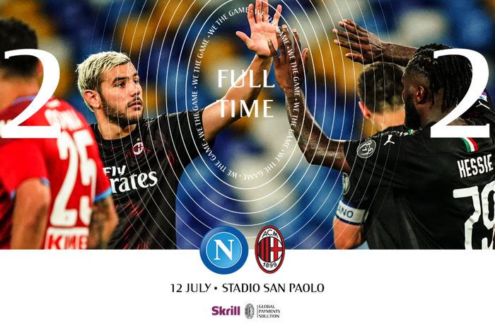 Laga Napoli vs AC Milan di pekan 32 Serie A berakhir dengan skor 2-2, Senin (13/7/2020)