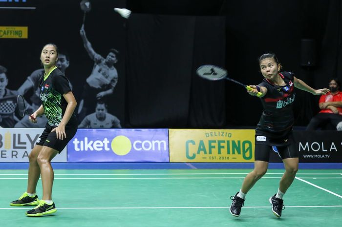 Pasangan ganda putri,  Febby Valencia Dwijayanti/Greysia Polii pada penentuan juara Grup J PBSI Home Tournament di pelatnas Cipayung, Jakarta, Kamis (16/7/2020).