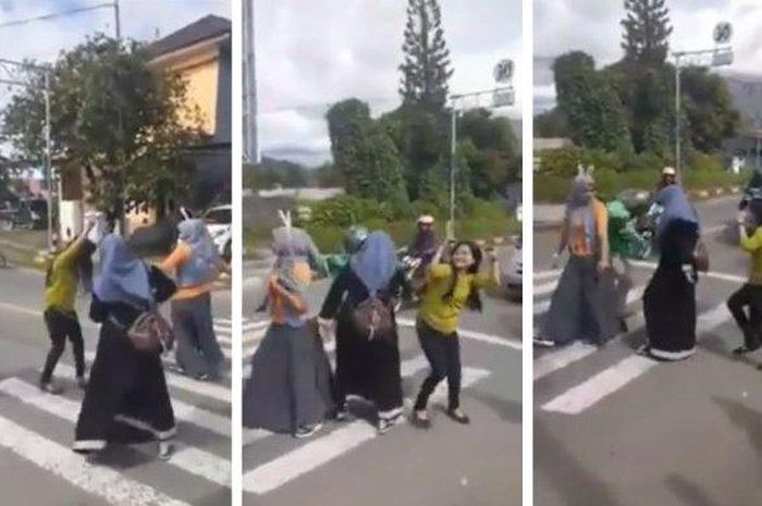 Ajojing Goyang Pinggul di Zebra Cross Lampu Merah, Emak-emak Viral Ini Bakal Dipanggil Polisi, Netizen: Awas Pulang Dijewer Suami!